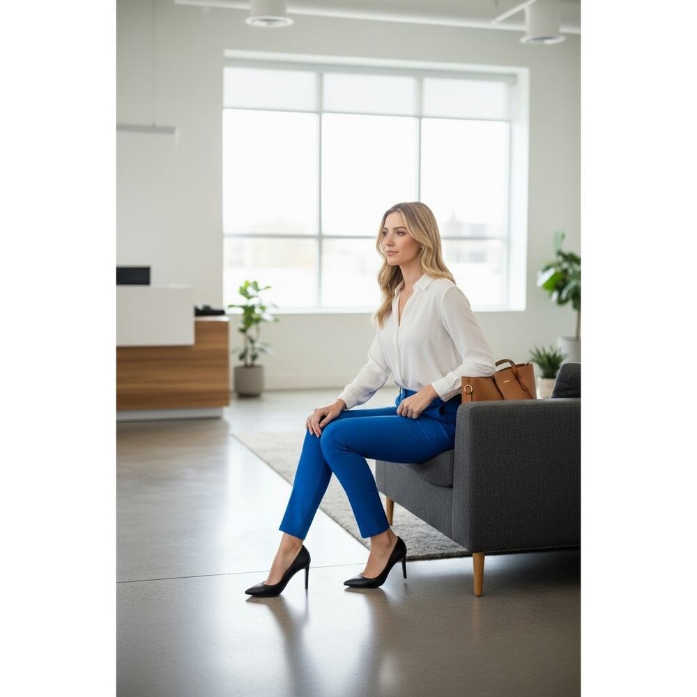 The Limited Exact Stretch Blue Ankle Pants Size 14 Work Career Stretch Slim